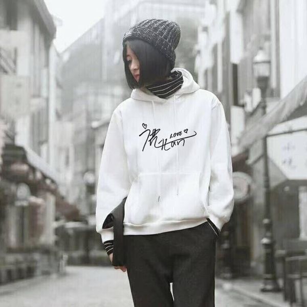 

women's hoodies & sweatshirts fashion korean style sweatshirt for women exo kpop clothes harajuku casual letter printed fleece pullover, Black