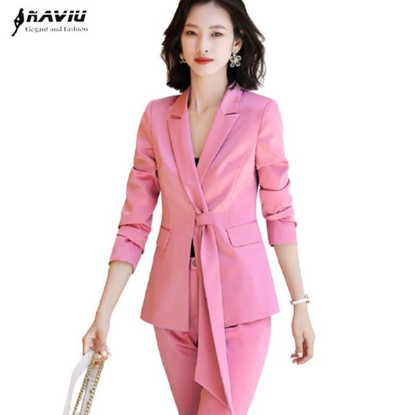 

temperament women suits 2021 spring high end business formal slim blazer and pants office ladies fashion work wear women's two piece, White