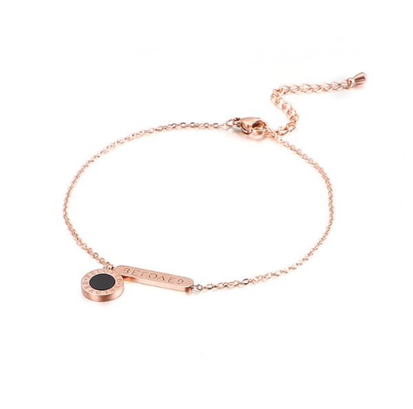 

anklets 316l stainless steel small fresh rose gold titanium roman letter anklet ladies beach, Red;blue