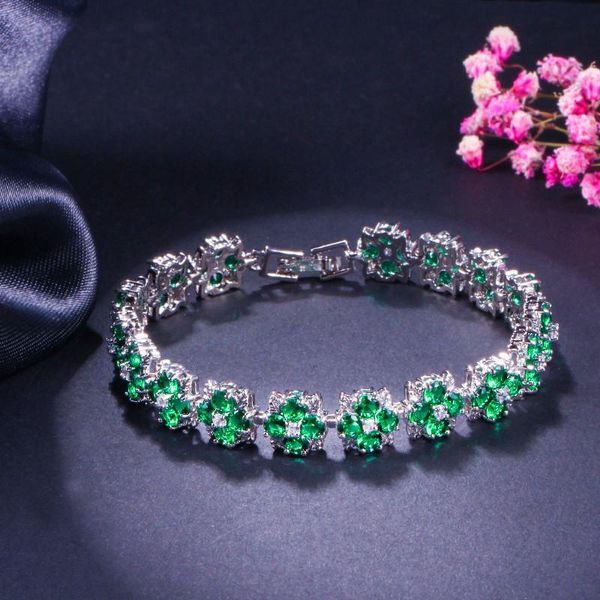 

charm bracelets white/green/blue/purple zircon bracelet cute 18kt gold filled jewelry vintage wedding for women, Golden;silver