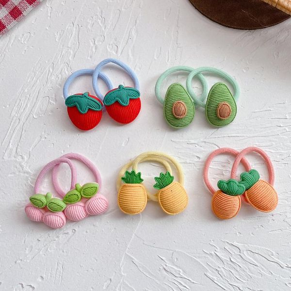 

hair accessories cute girls cartoon fruit elastic bands baby children lovely scrunchies rubber kids for, Slivery;white