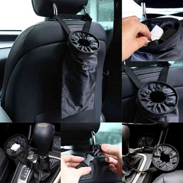 

car seat back trash bags-hanging detachable holder container portable garbage bin bag waste bins clean car interior accessories w220312