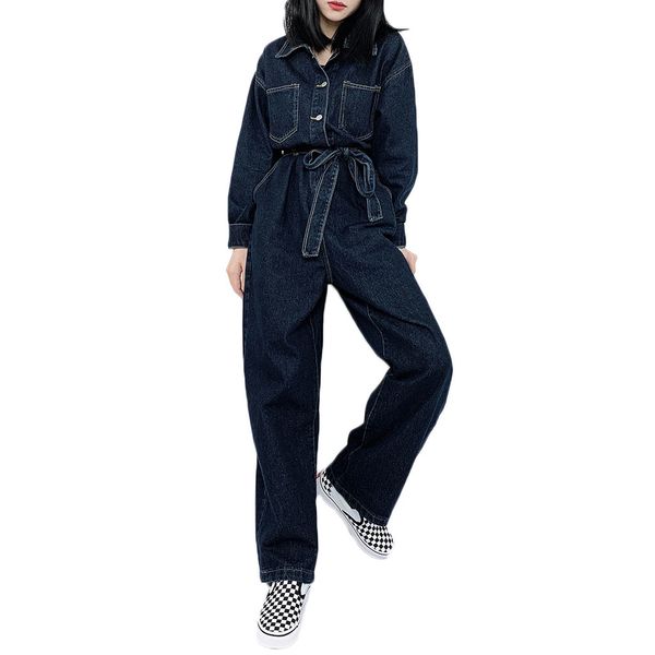 

women's jumpsuits & rompers new spring and autumn women casual loose denim retro tooling overalls straight pants long ns2512 py5k, Black;white