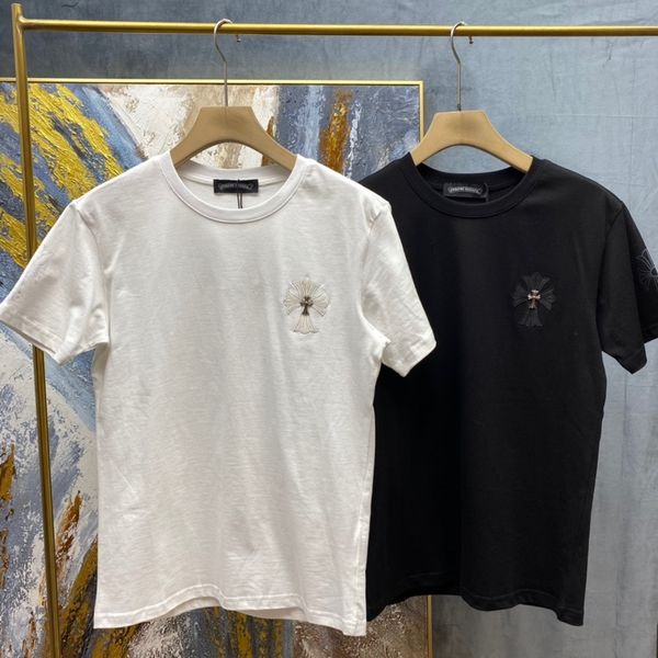 

21 tide ch ghost cross print short sleeve t-shirt loose round neck unisex, White;black