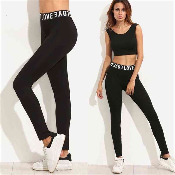 

fashion casual workout fitness womens legging stretch letter size s, Black