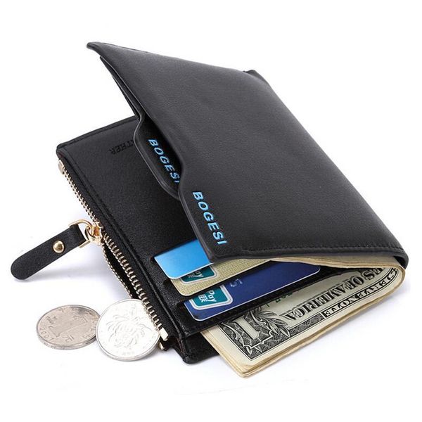

bogesi brand mens leather wallet with zipper man purse removable credit card holder coin pockets for male, Red;black