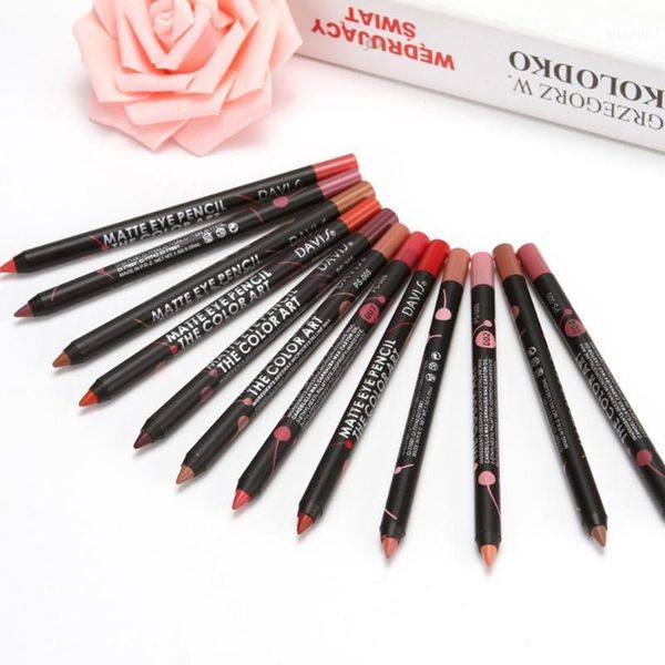 

colors matte lip stick lipliner liner pencil malipsliner pen set beauty makeup tool cosmetic1
