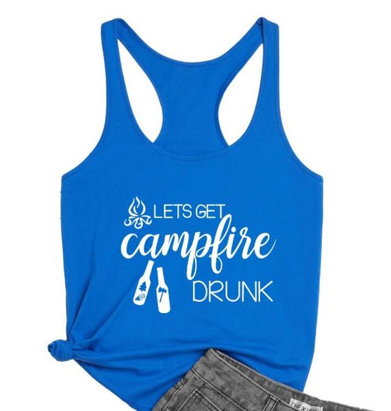 

women's tanks & camis lets get campfire drunk loose racerback women summer sleeveless funny drinker tank casual tumblr gym workout, White