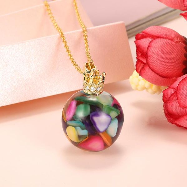 

pendant necklaces crown ball color necklace for women girls 2021 brand fashion party wedding couple jewelry gift, Silver