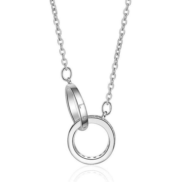 

chains ihues 925 sterling silver double ring pendant letter necklace fashion zircon women's clavicle chain gift wholesale