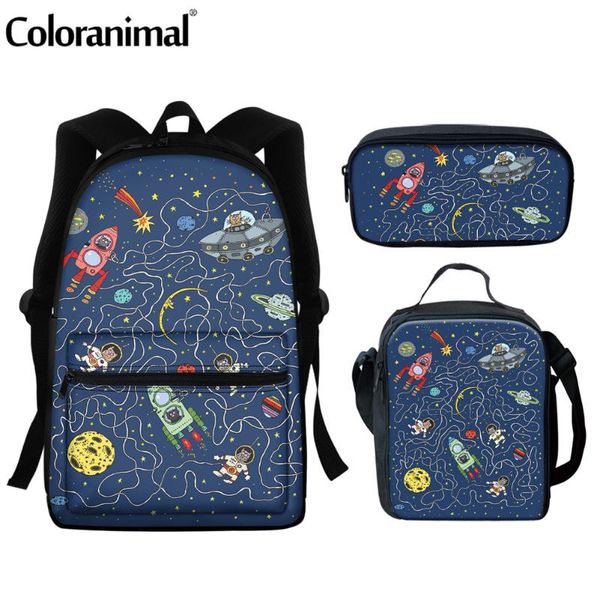 

school bags coloranimal 3pcs scool bag cartoon planet design canvas backpack set for boys girls teenagers lapbagpack high qutily