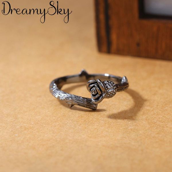 

wedding rings genuine 100% 925 sterling silver rose flower for women simple solid party vintage jewelry, Slivery;golden