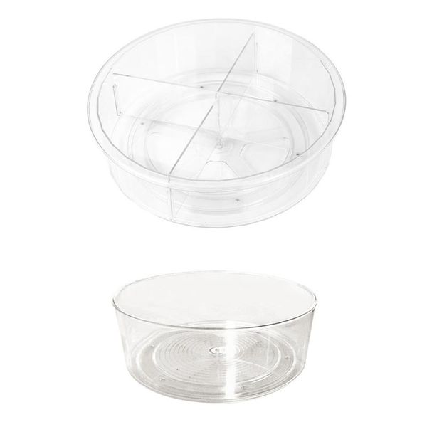 

kitchen storage & organization t21d 9/12 inch round clear 360 rotation cabinet organizer with dividers turntable plastic food container spic