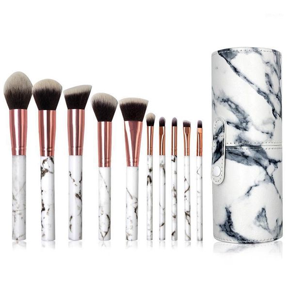 

beauty tools 10 makeup brush set marble pattern 5 big small explosive brushes1