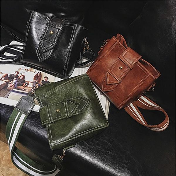 

evening bags retro bucket women wide shoulder strap crossbody bag casual handbag ladies pu purse