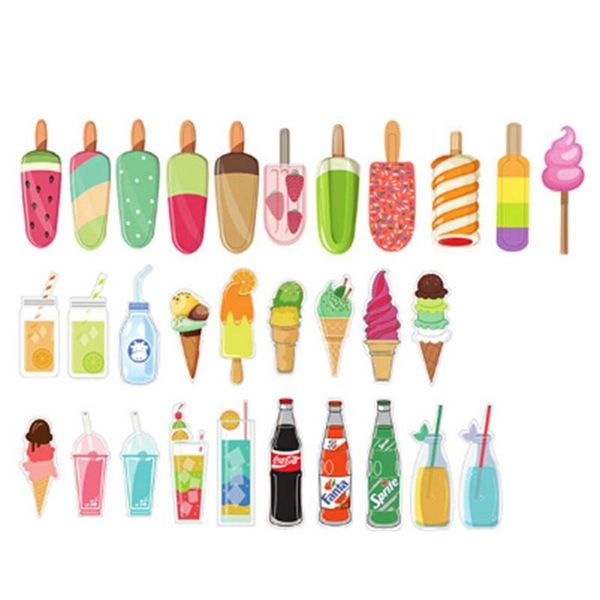 

bookmark 30 pcs/lot cute ice cream soda paper gift stationery film bookmarks book holder message card school supplies