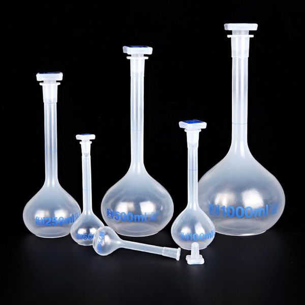 

lab supplies 1 set plastic measuring flask volumetric laboratory pp pyknowmeter flasks 25 50 100 250 500 1000ml