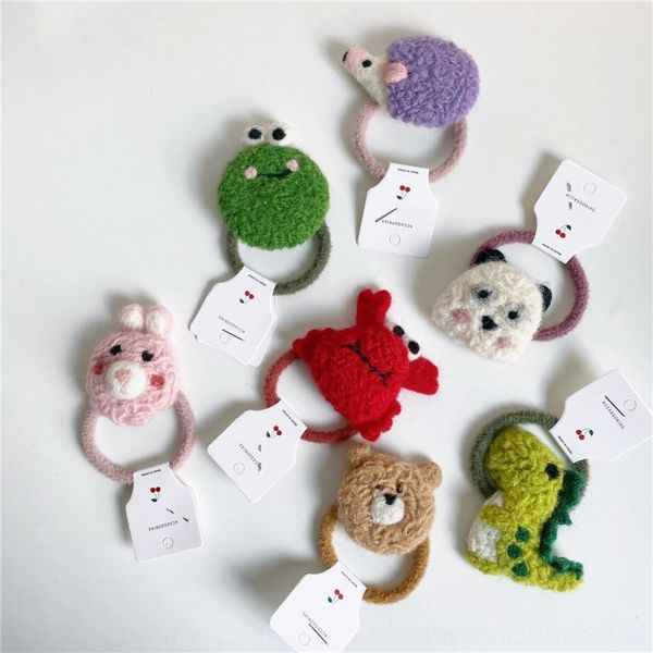 

zhd cute wool felt cartoon animal accessories ringcute wool felt cartoon animal hair rope ring hair rope, Slivery;white