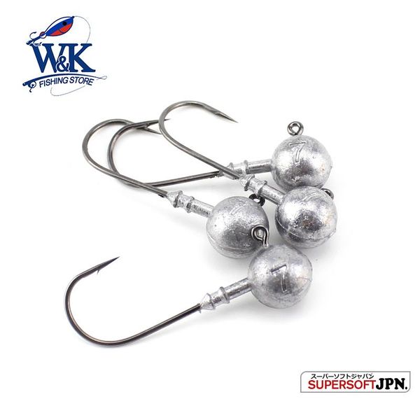 

fishing hooks w&k 5g/7g/10g/20g original jig head barbed hook jigs for soft lure grub bait pin tail accessories