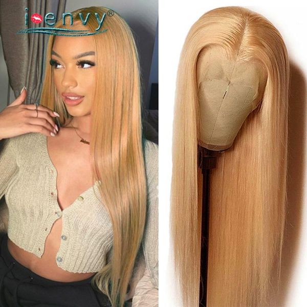 

lace wigs transparent front human hair preplucked straight honey blonde wig for women brazilian ginger brown remy, Black;brown