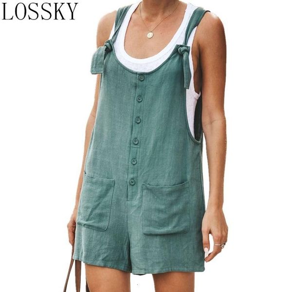 

women's jumpsuits & rompers casual off shoulder short jumpsuit sleeveless front button pocket fro women 2021 summer bodysuits playsuits, Black;white
