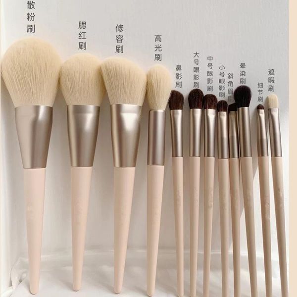 

makeup brushes 12 pcs wool sets highlighter eye cosmetic powder foundation shadow cosmetics professional eyebrows soft hair