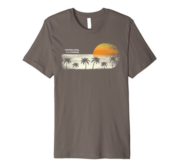 

Vintage Foster City CA Ocean Sunset and Palm Trees Premium T-Shirt, Mainly pictures