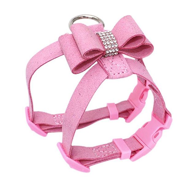 

dog bow harness vest puppy cat tie collar rhinestone leash for pet accessories princess style collars & leads