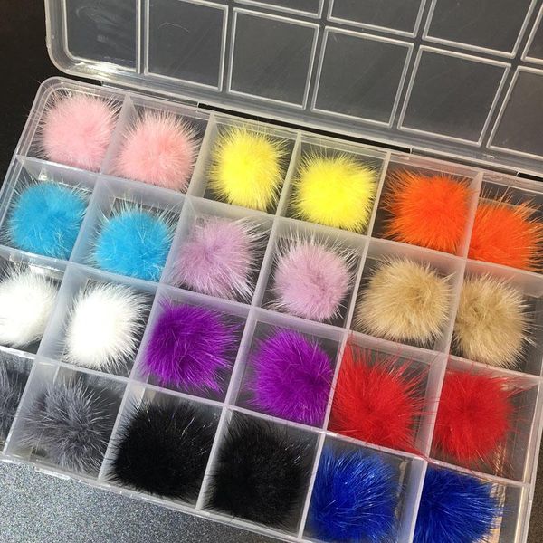 

nail art decorations 24pcs/box magnetic puffy pom poms kit, detachable 6color (4pcs/color) charm for diy decoration charms 2.7*2.7cm, Silver;gold