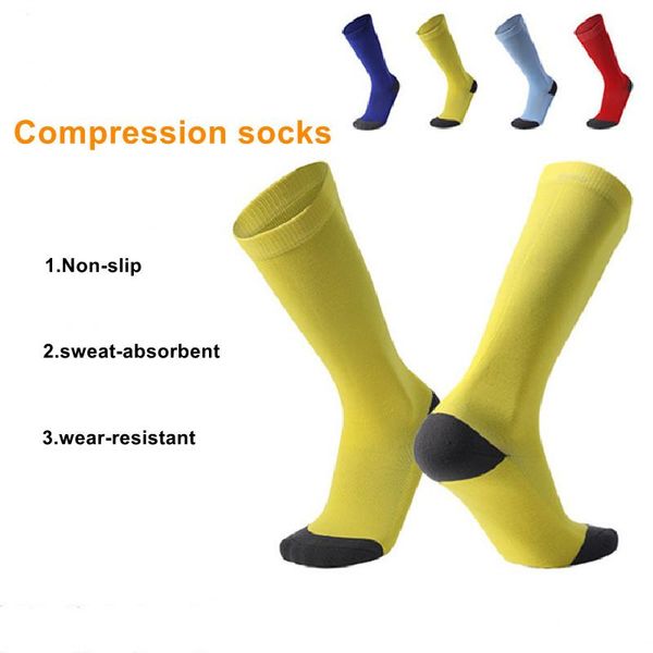 

sports socks men's non slip men compression stockings knee-length outdoor racing cycling calcetines ciclismo, Black