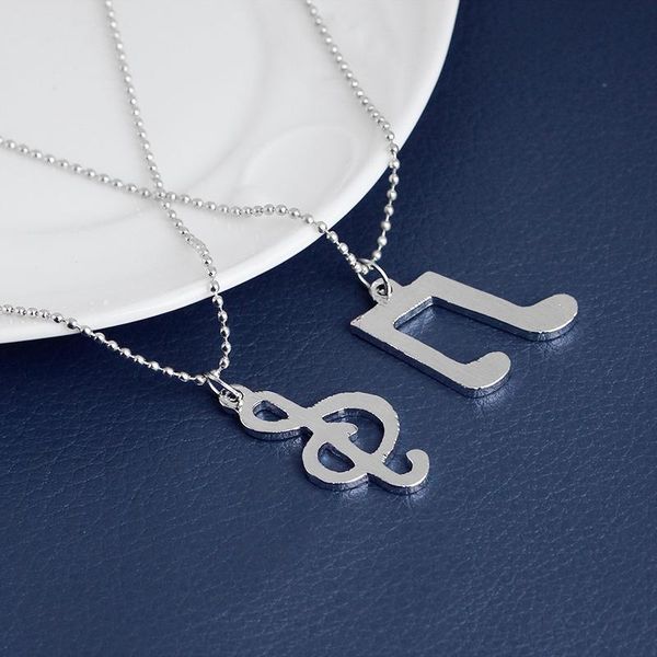 

pendant necklaces music note treble musical symbol clef gift necklace snake chain for woman man good friend jewelry, Silver