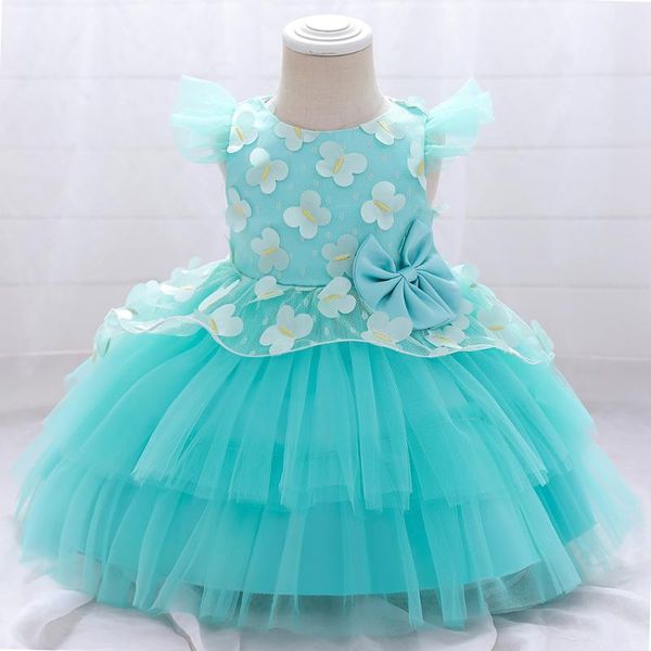 

toddler baby girl dress 1 year birthday flower princess for baptism party wedding tutu children clothes girl's dresses, Red;yellow
