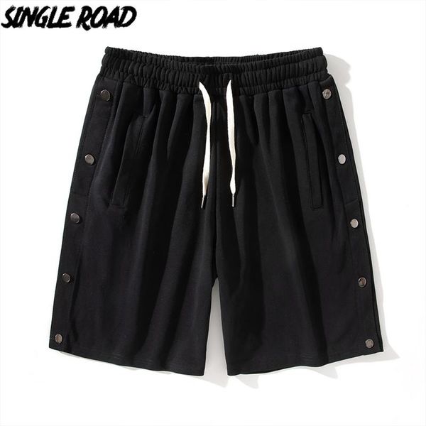 

men's shorts single road casual men 2021 summer buttons short fifth pants japanese streetwear male running sports for, White;black