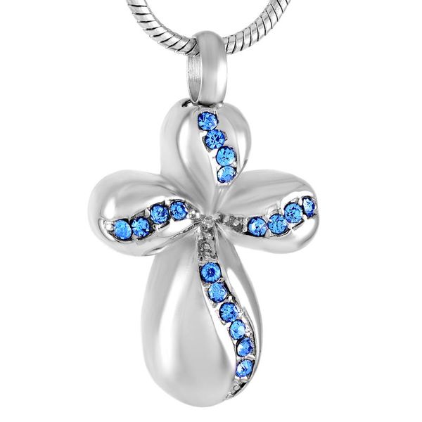 Collane pendente Croce di colore personalizzata con collana di cristallo per ceneri urn cremation gioielli medaglione religioso