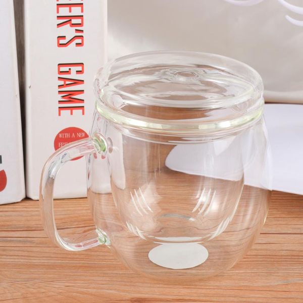 

cups & saucers tea cup glass simple smooth drinking water kettle filter bottle with cover for office (transparent)