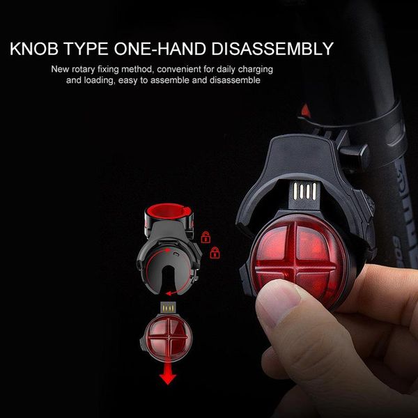 

bike rear night lamp adjustable intelligent convenient detachable braking sensor warning light rechargeable lights