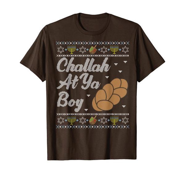 

funny ugly hanukkah sweater shirt challah at ya boy matching t-shirt, White;black