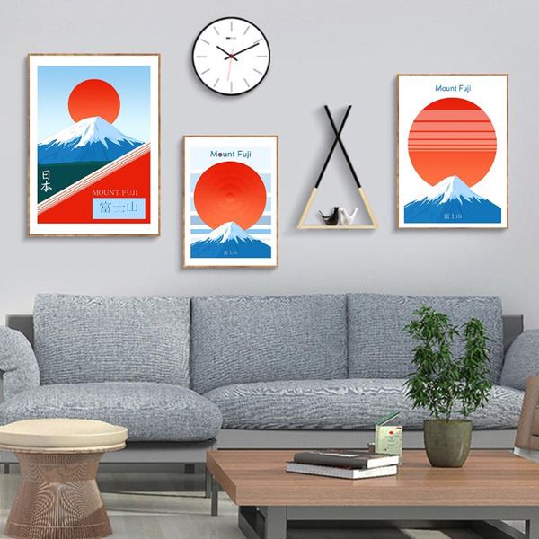

paintings japanese landscape mount fuji poster wall art print modern abstract illustrated exhibition canvas painting livingroom home decor