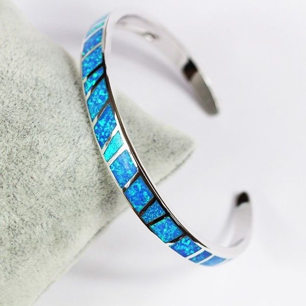 Jzb0058 Dazzling Blue Opal Bangles Gioielli di alta qualità Polsino per uomo Donna Amanti Regalo Pulseras Q0717