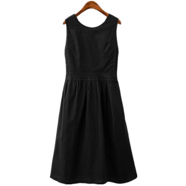 

casual dresses 2021 women fashion linen dress, Black;gray