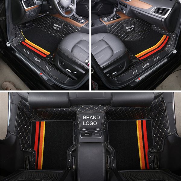 

custom fit car interior accessories floor mat waterproof leather eco friendly specific carpet for automobile double layers full set with log