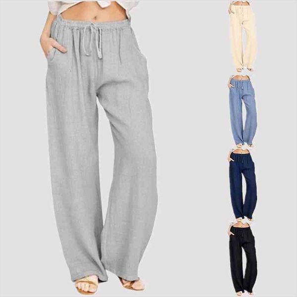 

women cotton linen wide leg pants vintage elastic waist baggy trousers lady loose casual pants plus size retro solid harem, Black;white