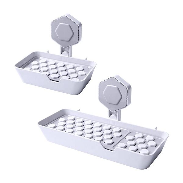 

soap dishes 2pcs wall mounted waterproof kitchen dish bathroom organizer sponge holder shower storage rack home drill accessories