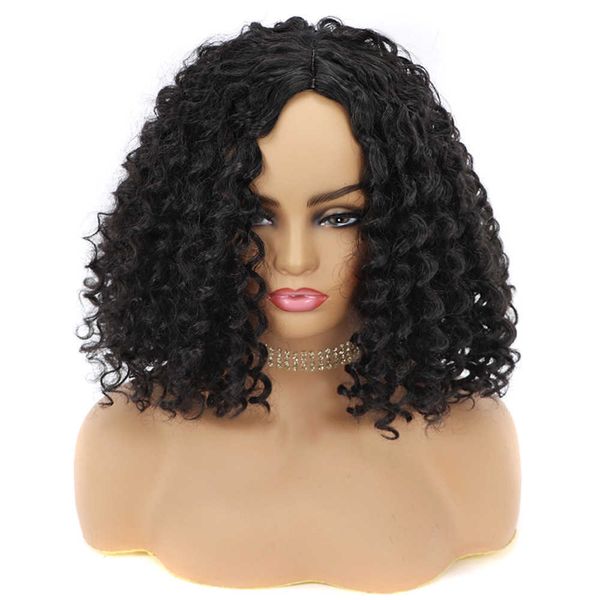 

short wig female small curly explosive head chemical fiber headgear, Black