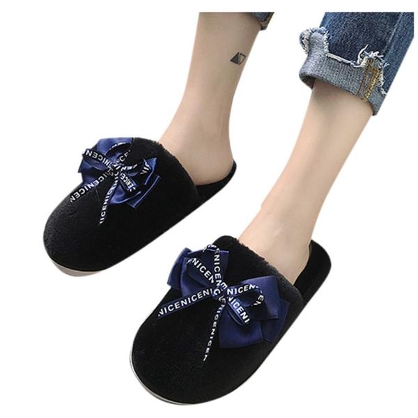 

shoes for women 2021home slipper winter non-slip flat closed toe cotton floor plush home bedroom slippers household, Black