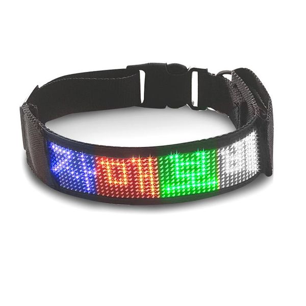 

dog collars & leashes size adjustable led luminous pet collar water proof light safety programmable display
