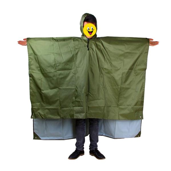 

rain wear 1pc 3 in 1 outdoor raincoat multifunctional backpack cover waterproof tent mat awning climbing cycling hiking coat