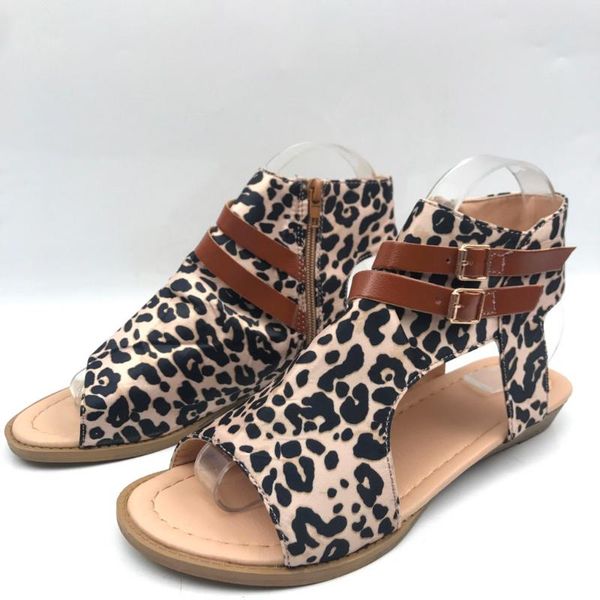 

women sandals summer 2021 leopard flat shoes woman non-slip fashion gladiator female sandalias zapatos de mujer, Black