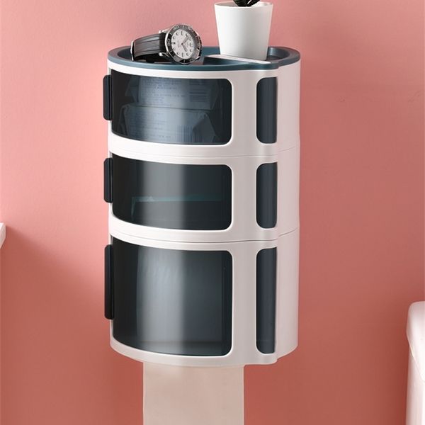 Ücretsiz Yığın Katmanları Sürgülü Pencere Duvara Monte Su Geçirmez Banyo Tuvalet Kağıt Tutucu Raf Kozmetik Masaüstü Saklama Kutusu 210720
