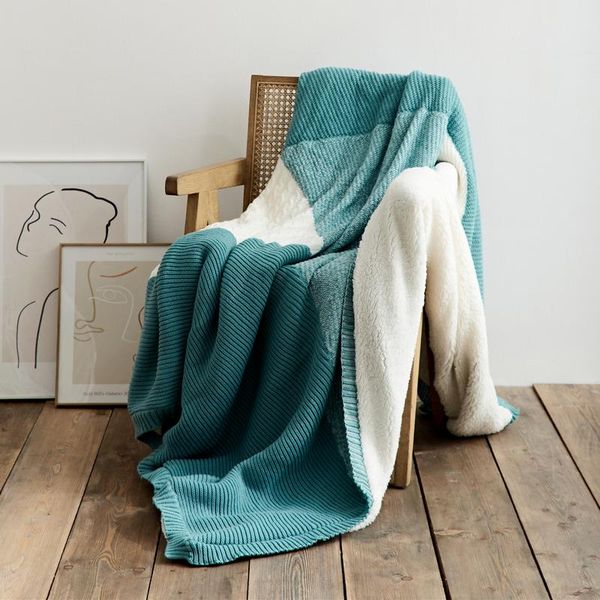 

blankets yiruio luxury texture sherpa fleece blanket comforter elegant cozy mix knitted contrast color plaid quilt bed sofa throw